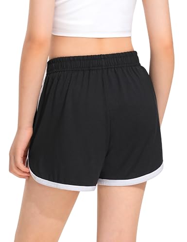 BOOPH 4 Packs Girls Shorts Quick Dry Kids Athletic Soccer Running Dolphin Shorts with Pockets3