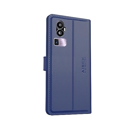 Image of AIBEX Compatible for Oppo Reno 10 Pro Plus 5G Flip Cover Leather Finish | Inside TPU with Card Pockets | Wallet Stand | Complete Protection Flip Case - Blue
