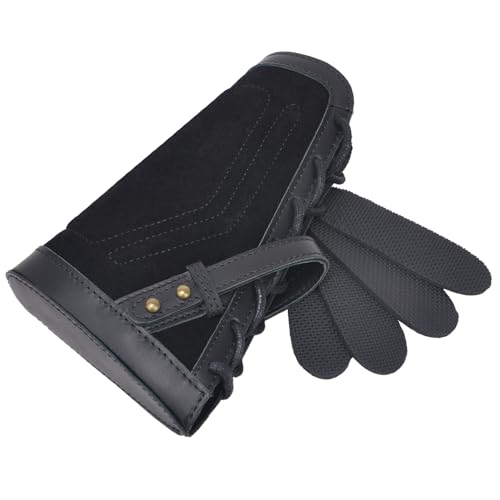 Cowhide Leather Recoil Pad Rifle Buttstock Cheek Rest Pad with Shell Hoder for Left Right Handed (Black(No Shell Holder), Left Handed)