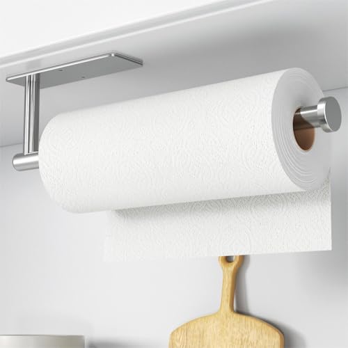 SUMFGO Stainless Steel Paper Towel Holder Under Cabinet Kitchen Roll Dispenser Wall-Mounted Waterproof Rustproof
