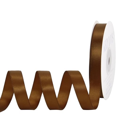Kryvus Antique Gold Satin Ribbon, Double Faced 1/2 Inch X 25 Yards Antique Gold Ribbon, Premium Satin Ribbons for Gift Wrapping, Crafts, Hair Bow Making, Sewing, Flower Bouquet, Wedding Party Decor