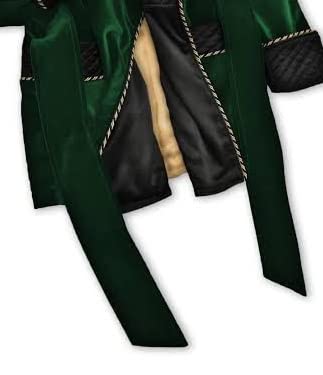 Dark Green Velvet Smoking Jacket With Quilted Silk Shawl Collar English Vintage Gentleman Belted Robes3