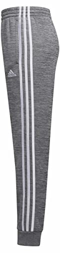 adidas Youth 3-Stripe Fleece Jogger (as1, Alpha, l, Regular, Heather Grey/White)3