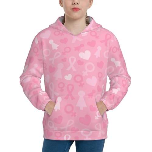 Breast Cancer Awareness Kid Hoodies Boys Sweatshirts Girls Pullover with Pocket