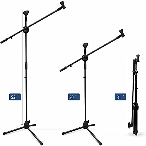 5 Core 4 Pieces Microphone Stand, Adjustable Tripod Boom Arm Economical Lightweight Mic Stand, Quarter-Turn Clutch Foldable 360 Rotating Dual Mic Holder Vocal Singing Speech Stage Outdoor Activities #TOP1