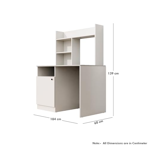 Image of Bniture Wooden Study Table for Home | Engineered Wood Study Table with Bottom Storage Shelf | Multi Purpose Computer Desk for Writing & Study | Laptop Table for Study Room & Office | Frosty White