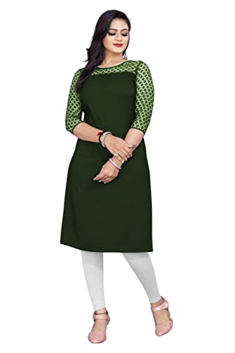 Image of Dream Beauty Fashion Poly Net Straight Crepe Formal Casual Kurta /Kurti for Women and Girls