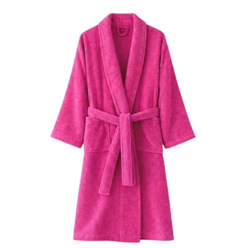 Image of Diamond Tex Luxury Bathrobe 100% Cotton – Soft Terry Towelling Dressing Gown for Men & Women, Absorbent, Quick Dry, Spa Hotel Quality Robe with Belt (Multiple Colours) (Pink)