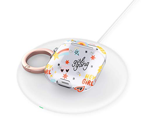 Keybudz Elevate Airpods 2 And 1 Case Cover With Crystals From Swarovski And Rose Gold Ring Carabiner (Girl Power) #TOP4