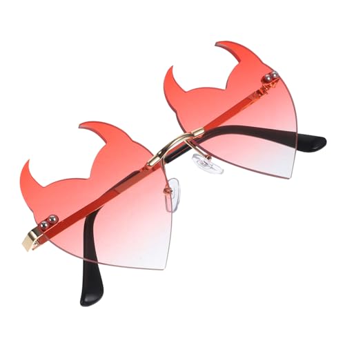 Healvian Unique Heart Shaped Frameless Sunglasses for Women Men Bold Chrome Glasses