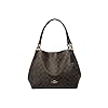 Coach Pebble Leather Hallie Shoulder Bag (IM/Brown/Black)
