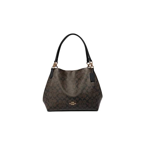 Coach Pebble Leather Hallie Shoulder Bag (IM/Brown/Black)