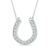 14k White Gold Diamond HorseShoe Pendant