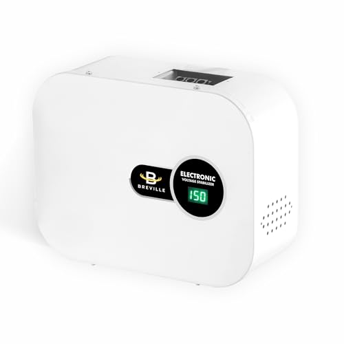 Image of Breville 4kVA Digital Voltage Stabilizer Upto 1.5 Ton AC | 150V-285V | Digital Display | Low & High Voltage Protection for Inverter, Split & Window AC | 3-Year Warranty (White)