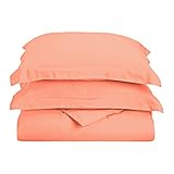 SUPERIOR Impressions Prestige 1500 Series Microfiber Solid Wrinkle-Free Duvet Set - Twin/Twin XL, Coral
