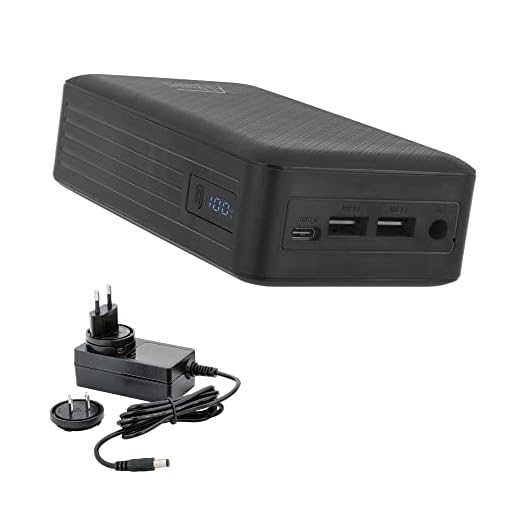 XTPower XT-27000DC-PA Powerbank mit Netzadapter – moderner externer Akku mit DC 5 V bis 24 V + USB-C PD + 2 x USB QC3 mit 26800 mAh – für Laptop Tablet Smartphone Kamera