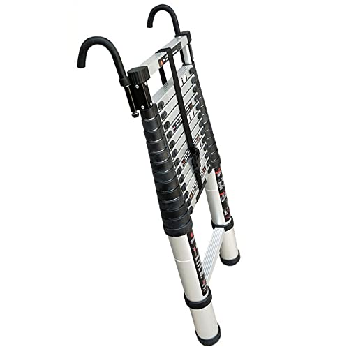 Échelle télescopique en aluminium avec crochet pliable pour grenier et maison