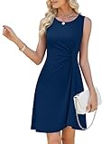 Actcat Damen Sommer Hochzeit Gäste Kleid Elegant Ballkleid Plissee Taille Swing A-Linie Abend Party Cocktail Kleider,Weinrot,M