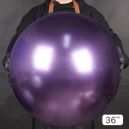 Image of PartyWoo Metallic Purple Balloons 4pcs 36 Inch Chrome Purple Latex Helium Balloons for Mardi Gras Graduation Wedding Bachelorette Baby Shower Anniversary Birthday Party Decorations Purple-G105