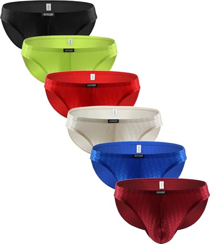 iKingsky Men's Shining Briefs Sexy Big Pouch Underwear High Stretch Bluge Mens Under Panties