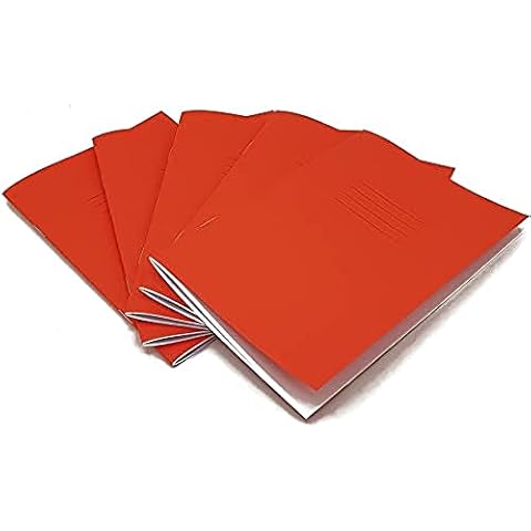School Exercise Book A5 (148.5mm x 210mm) - 48 Pages Red Cover - Plain No Margin - Pack of 12 - Perfect for School Work, General Note Taking and Sketching Cover