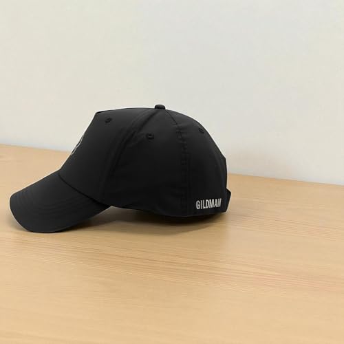 Image of Gildman Classic Baseball Cap, Black with Grey Logo, Polyester Blend, Adjustable Strap, Waterproof, Baseball Cap for Men and Women, Caps Men for All Sports Cap for Men Women Unisex