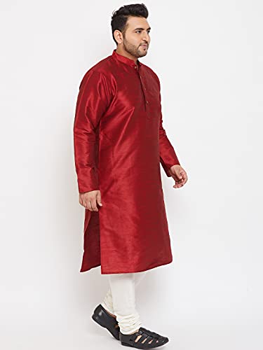 Image of VASTRAMAY Plus Size Men's Silk Blend Kurta Set-New Maroon
