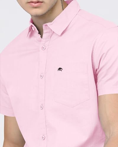 Image of BRUCEWANE Men's 100% Cotton Half Sleeve Shirt
