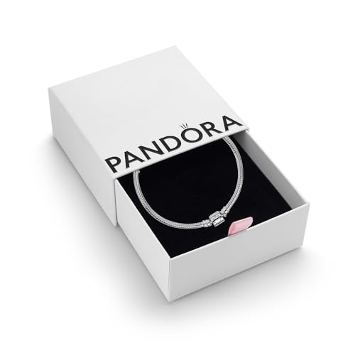 PANDORA Moments Women's Sterling Silver Barrel Clasp Chain Bracelet for Charms, Size 17, With Gift Box