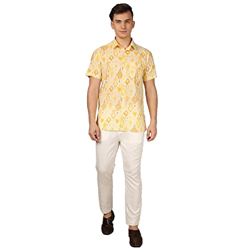 Image of by Shoppers Stop Mens Printed Cotton Slim Fit Casual Wear Kurta