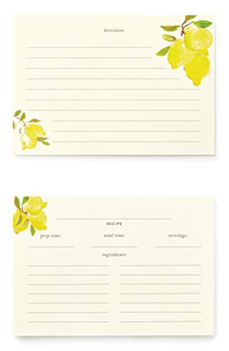 Kate Spade New York Double Sided Recipe Card Set of 40 (Lemons)