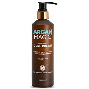 ARGAN MAGIC Defining Curl Cream – Enhances Waves and Curls While Adding Definition | Conditions, Detangles, and Reduces Frizz | Paraben Free (8.5 Ounce / 250 Milliliter)