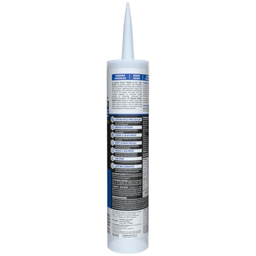 Image of GE Supreme Silicone Caulk for Window & Door, Clear, 10 fl oz Cartridge, 1 Pack - 100% Waterproof Silicone Sealant, 7X Stronger Adhesion, Shrink & Crack Proof