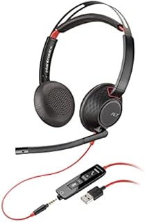 Plantronics by Poly Blackwire 5220 USB-A Headset - Wired, Dual-Ear, Flexible Noise-Canceling Boom Mic - All-Day Ergonomic Design - Connect to PC/Mac, Mobile via USB-A or 3.5 mm - Works w/Teams, Zoom