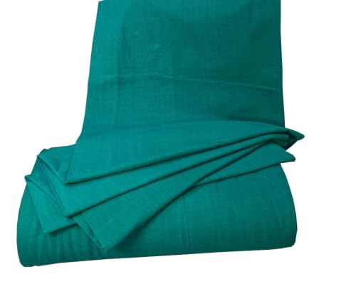 Image of Glus Fabric by The Metre-Mercerised Dyed Cotton for Embroidery-Cross Stitch-Bed Covers-Curtains-Cushion Covers-Table Cloth-Chair Upholstery-Sofa Cover (Green, 100 cm X144 cm)