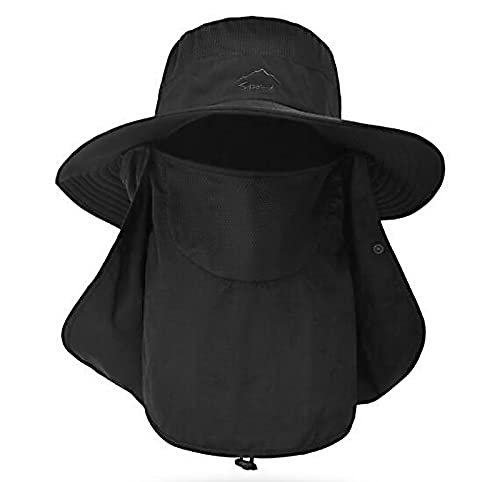 Fishing Hat for Men & Women, Outdoor UV Sun Protection Wide Brim Hat with Face Cover & Neck Flap