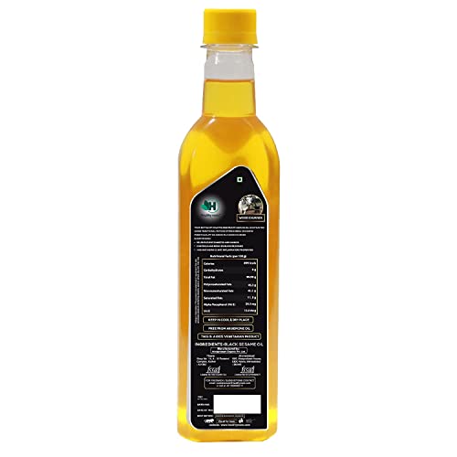 Image of Healthy Roots 1L Cold Pressed Black Sesame Oil (Virgin, Chekku /Ghani) - 1L Wood Pressed Black Sesame Oil for cooking (1000 ml)