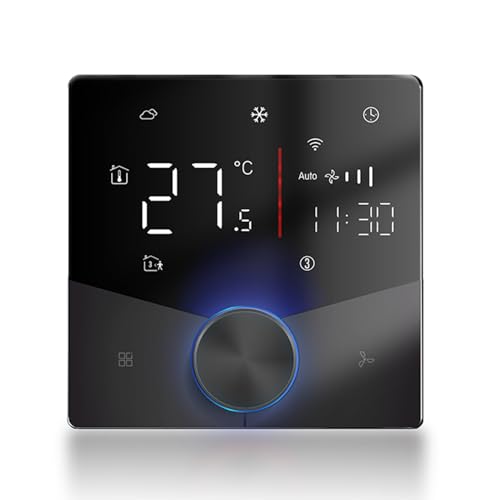 Xiuganpo Controlador de Aire Acondicionado, 2 Termostatos Digitales de Pantalla Táctil de Tuberías con 8 Efectos de Iluminación, 5+2 6 Períodos Controlador Central HVAC (1)