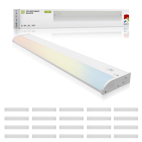 Image of ASD 20 Pack LED Under Cabinet Lighting 24 inch 12W 769 LM Dimmable CCT Adjustable 3000-5000K Under Cabinet Lights Hardwired cETLus Energy Star White Finish (No On /Off Switch)