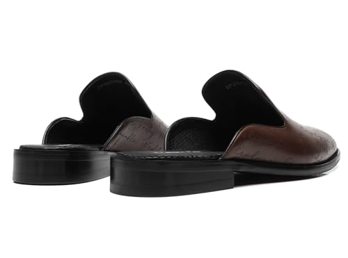 Image of Mens Black Backless Loafers Genuine Leather Mules Shoes