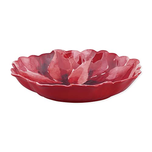 Supreme Housewares Poinsettias Petal-Shaped Melamine Serving Bowl, BPA-Free Floral Design