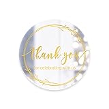 EKOI Hand Sanitizer Labels -120PC Thank You for Celebrating with Us - Gold Foil Small Mini Stickers...