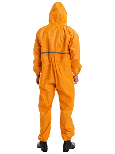 Hularka Men's One Piece Lightweight Rain Suit Waterproof Windproof Rainwear Reflective Strip Jumpsuit3
