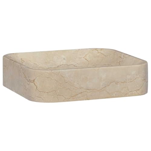 'vidaXL Handcrafted Marble Sink in Cream - Modern, Sophisticated Design