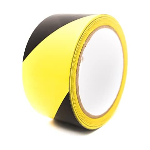 Bertech Safety Warning Hazard Floor Tape, 3 Inch x 54 Feet, Black and Yellow Stripes Cover