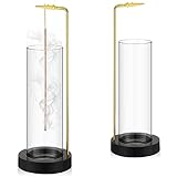 Didaey 2 Pcs Incense Holder for Sticks Removable Glass Ash Catcher Wooden Upside Down Incense Burner Catcher Stick Holder for Home Yoga Meditation Gift Incense Sticks Holder Decor, Black