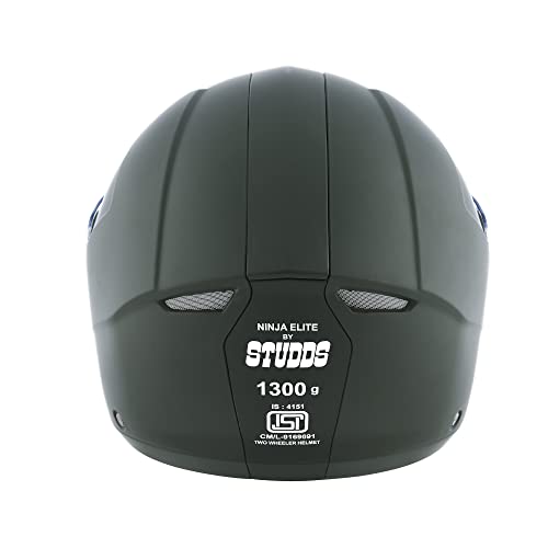 Image of STUDDS Ninja Elite SUPER Flip Up Full Face Helmet (Military Green, L)