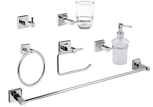 Opiniones y reviews de Juegos de accesorios de baño disponible en línea para comprar. 46 Dica 3300 Juego de Accesorios para baño, 6 Piezas, Acabado Cromo/Vidrio