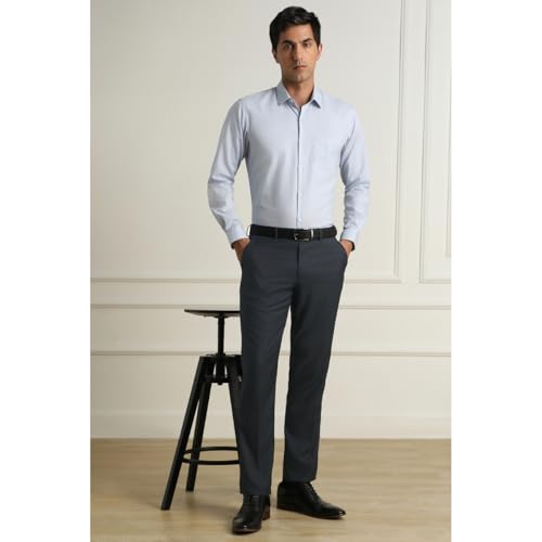 Image of Van Heusen Mid Rise Checkered Formal Trouser for Men|Regular Fit Formal Pants |Stretchable Waist|