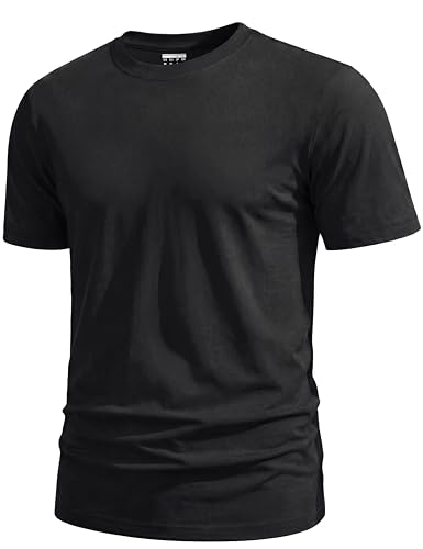 TACVASEN Mens Casual Shirts Crew Neck Soft Cotton Short Sleeve T Shirts for Men Summer Quick Dry Tshirt for Men Adult Black XL
